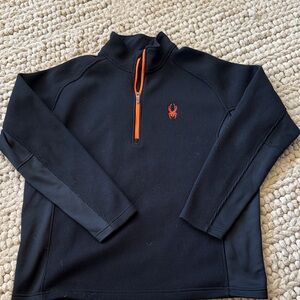 Spyder Black Quarter-Zip Pullover with Orange Logo Mens XXL